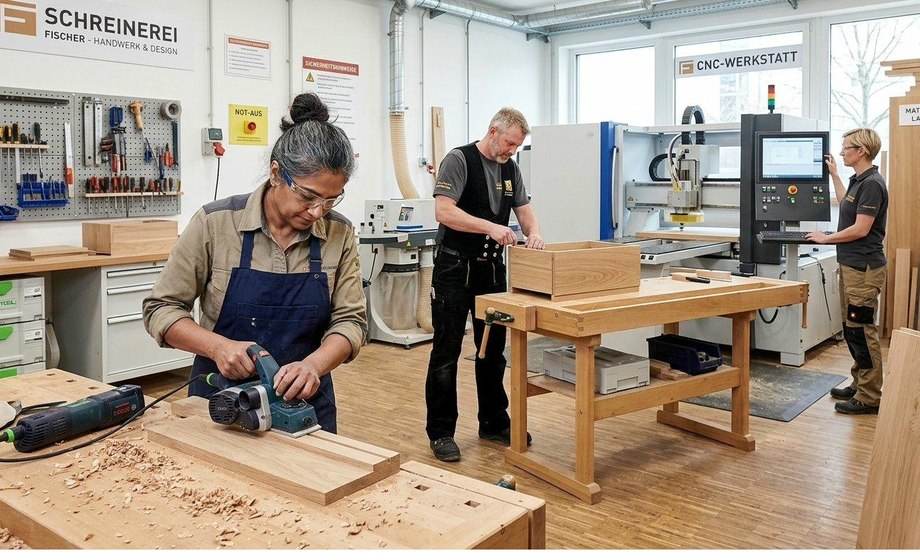 An international skilled worker in a German workshop