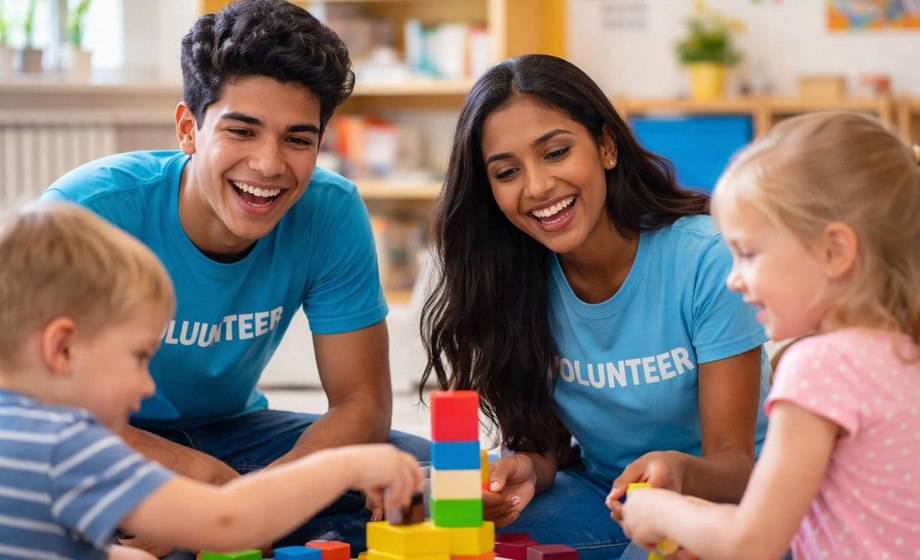 A volunteer at a kindergarten